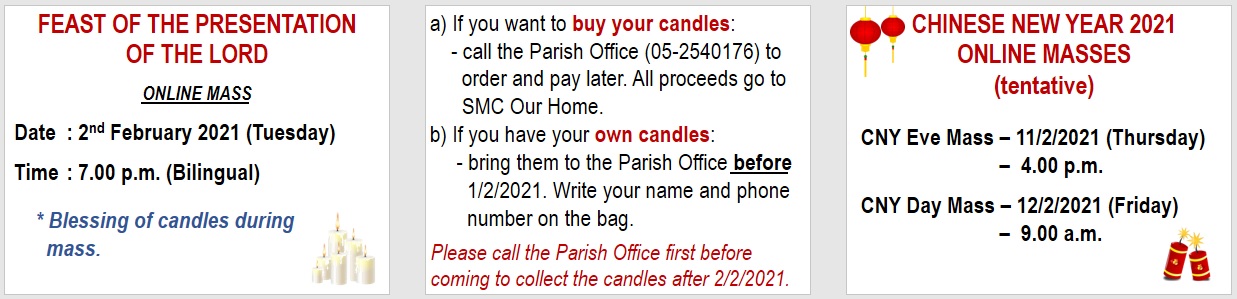 Announcements for 30th Jan 2021