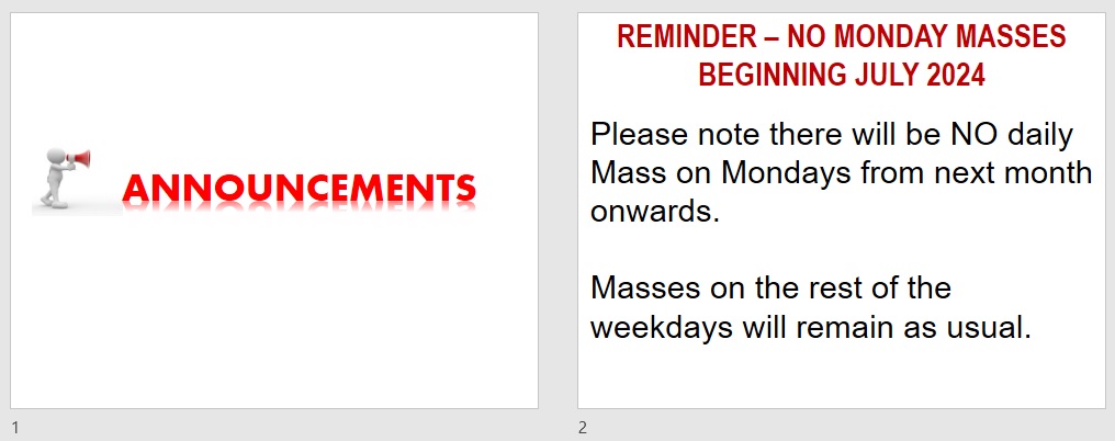 Announcements for 13th Sunday in Ordinary Time